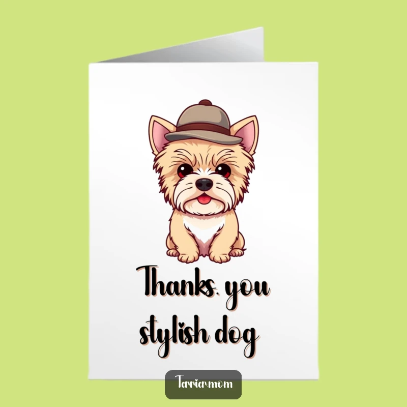 Free Printable Thank You Card: Dapper Kawaii Terrier Hat for a Sweet Downloadable Gift