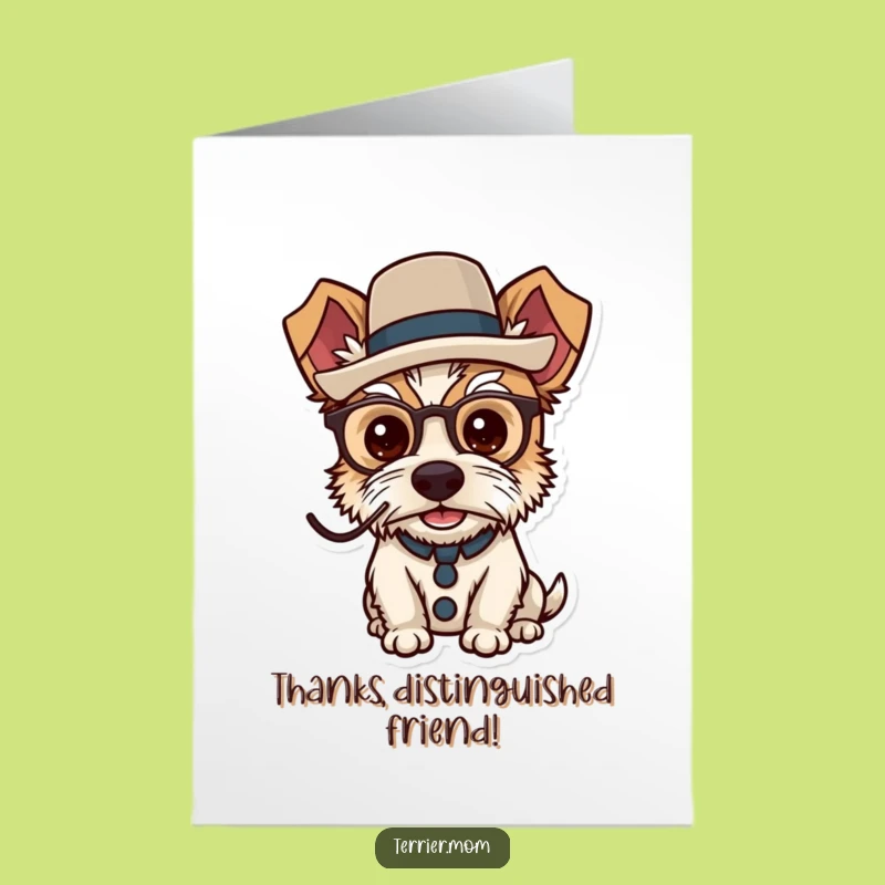Free Printable Thank You Card: Dapper Terrier Elegance, Funny Downloadable Gift