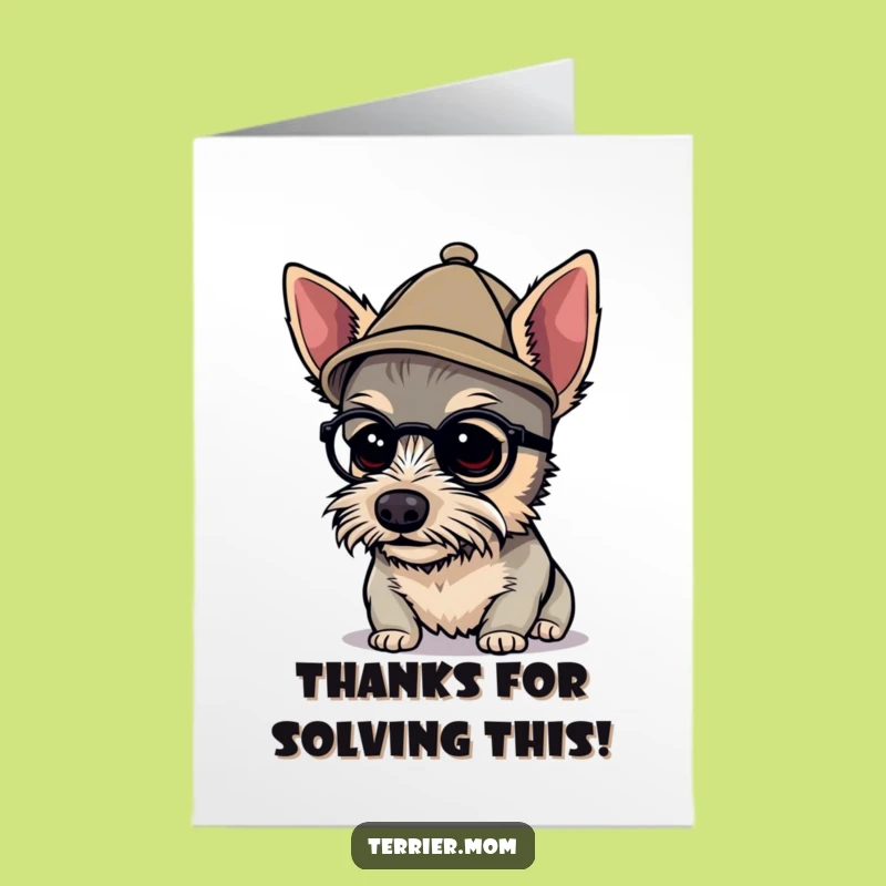 Free Printable Thank You Card: Detective Terrier Investigates Gratitude!