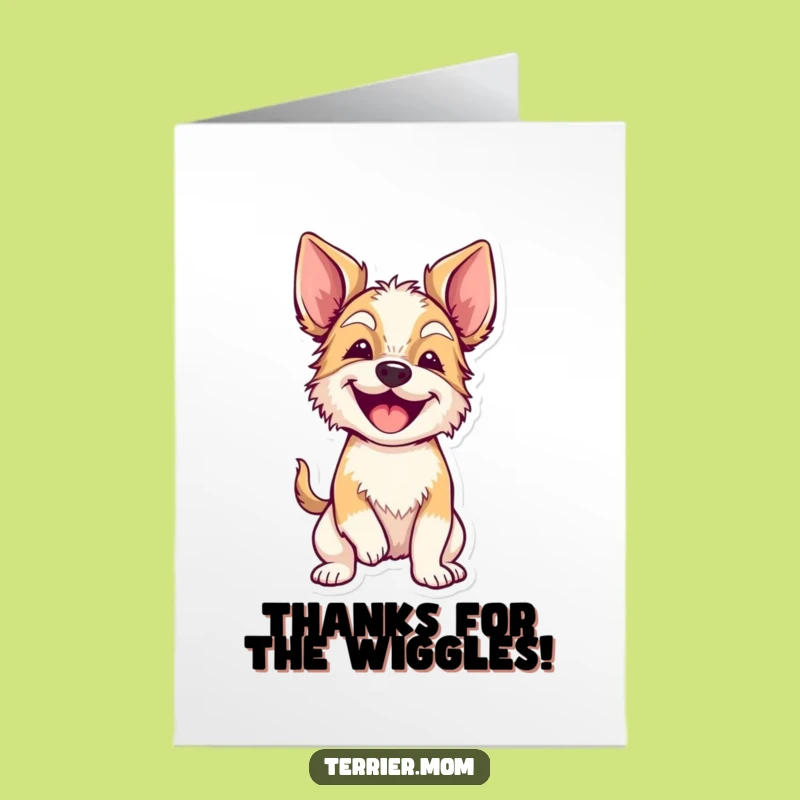 Free Printable Thank You Card: Happy Wiggling Terrier - Funny Downloadable Gift