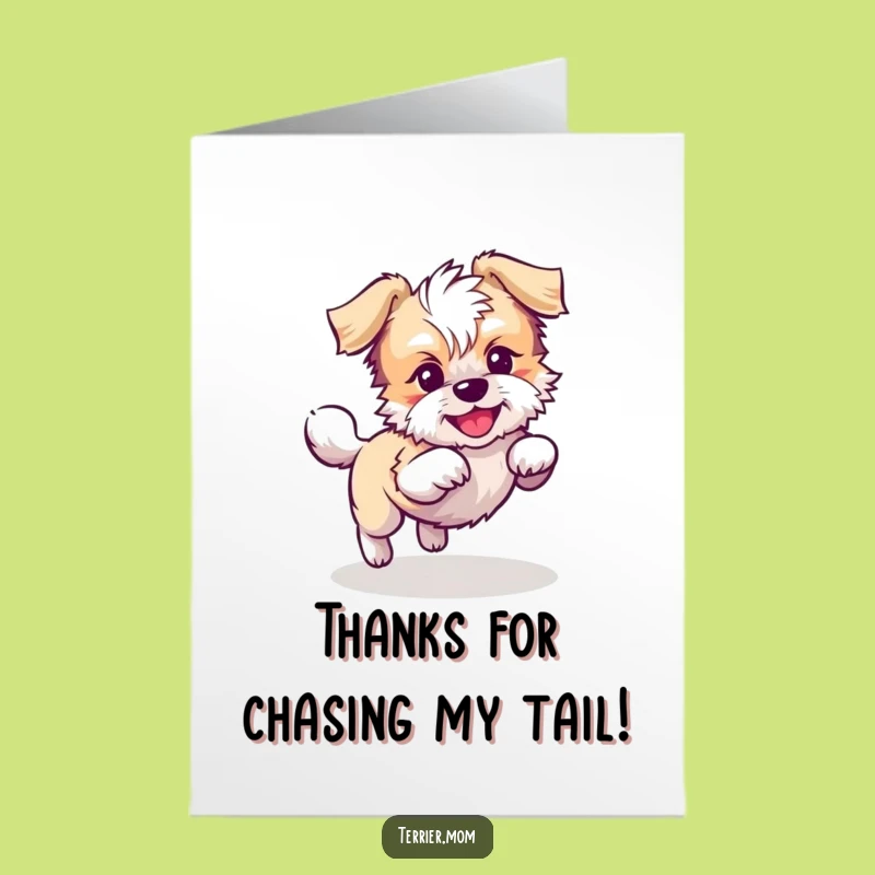 Free Printable Thank You Card: Playful Terrier Dog, Grateful Spin, Downloadable Gift