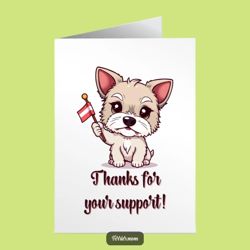 Free Printable Thank You Card: Terrier Waving Flag, Printable Dog Appreciation Card