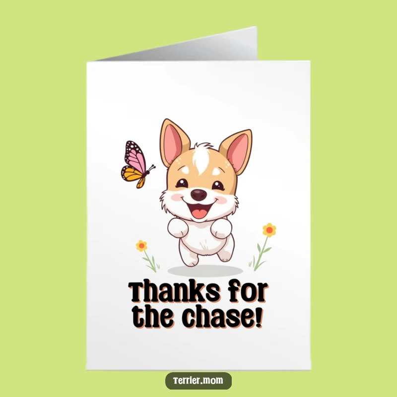 Free Printable Thank You Terrier Card: Cute Butterfly Chase Gift