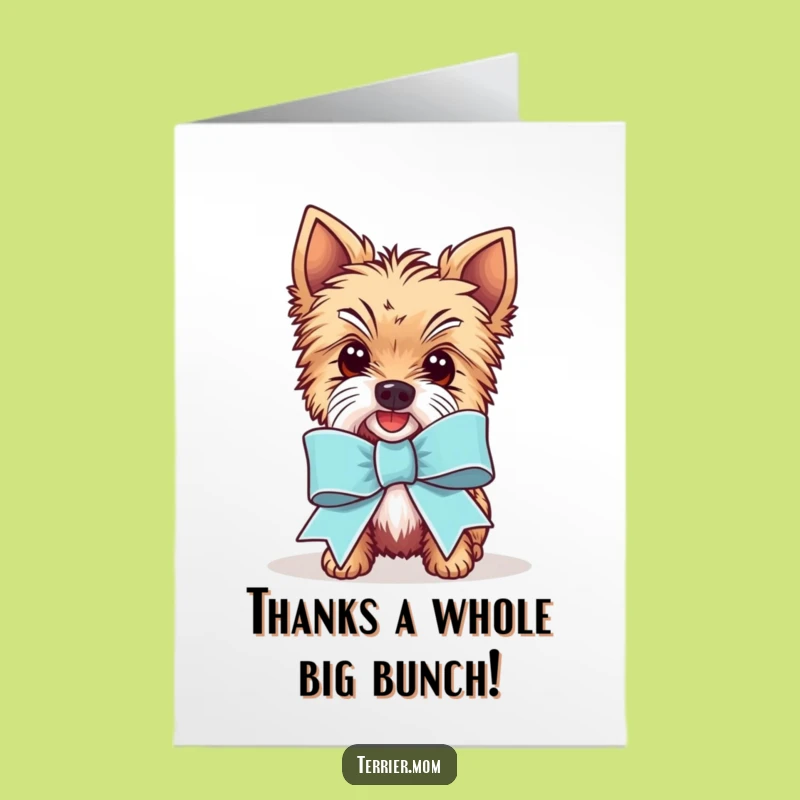 Free Printable Thank You Card: Big Ribbon Kawaii Terrier, DIY Gift Download