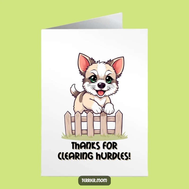 Free Printable Thank You Card: Leaping Terrier Gratitude, Funny Downloadable Gift