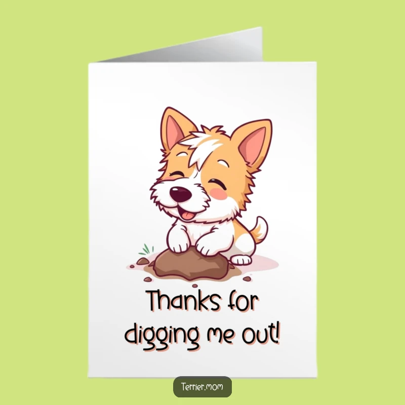 Free Printable Thank You Card: Digging Kawaii Terrier, Heartfelt Dig, Downloadable Gift