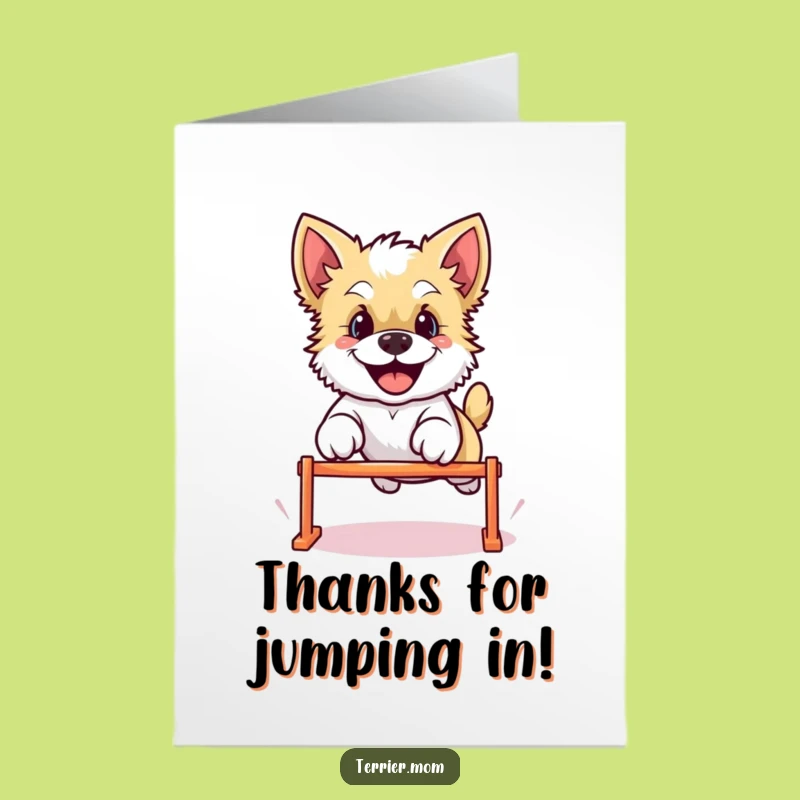 Free Printable Thank You Card: Grateful Kawaii Terrier Leaping, DIY Gift Download