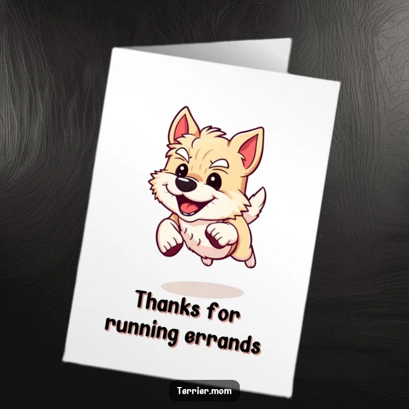 Funny Free Printable Thank You Card: Energetic Terrier Dog in Full Sprint, Grinning Happily