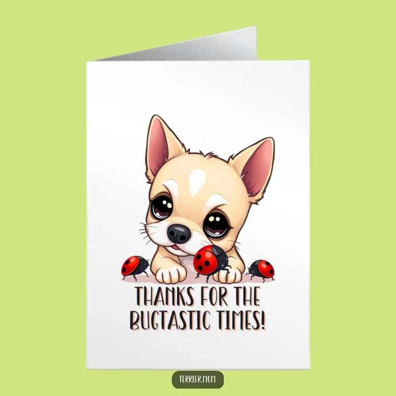 Free Printable Thank You Card: Cute Terrier & Ladybug, Downloadable Dog Appreciation Gift