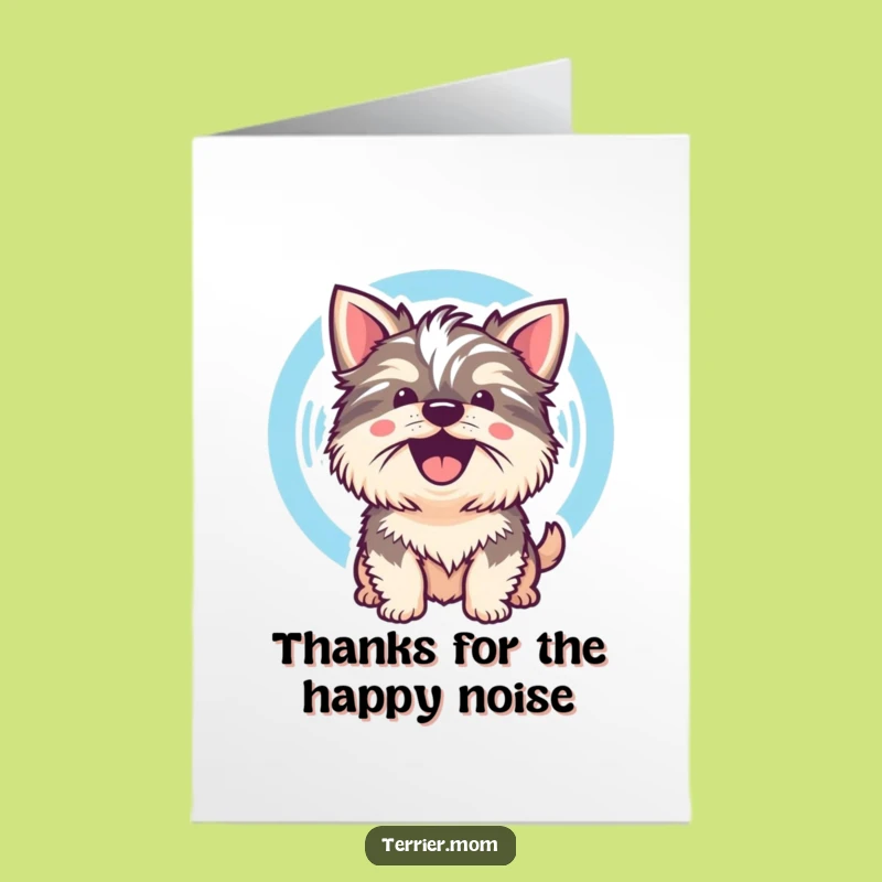 Free Printable Thank You Card: Barking Kawaii Terrier Sound Wave for a Cheerful Downloadable Gift