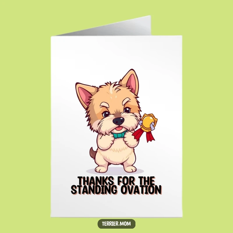 Free Printable Thank You Card: Funny Terrier Bowing, Adorable Downloadable Gift