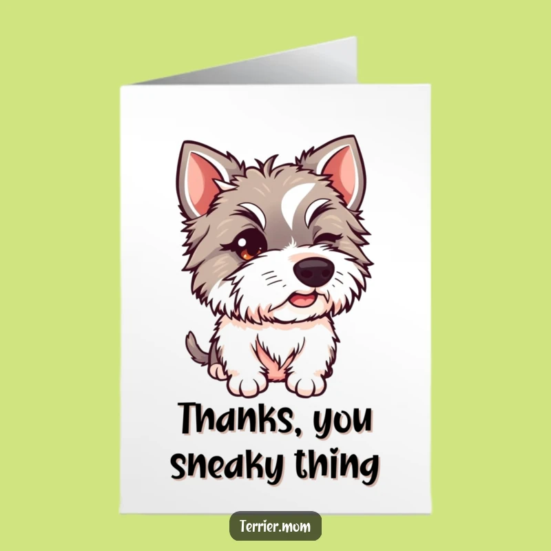 Free Printable Winking Terrier Thank You Card - Funny Dog Downloadable Gift