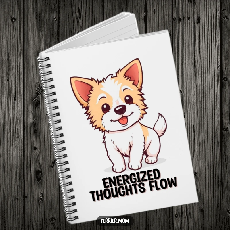 Funny Kawaii Terrier Notebook: A notebook with an energetic dog with perky ears wagging its tail, inspiring bright ideas.