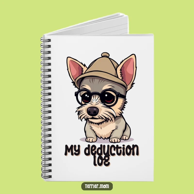 Funny Detective Terrier Notebook - Tiny Hat Sleuth Journal Gift