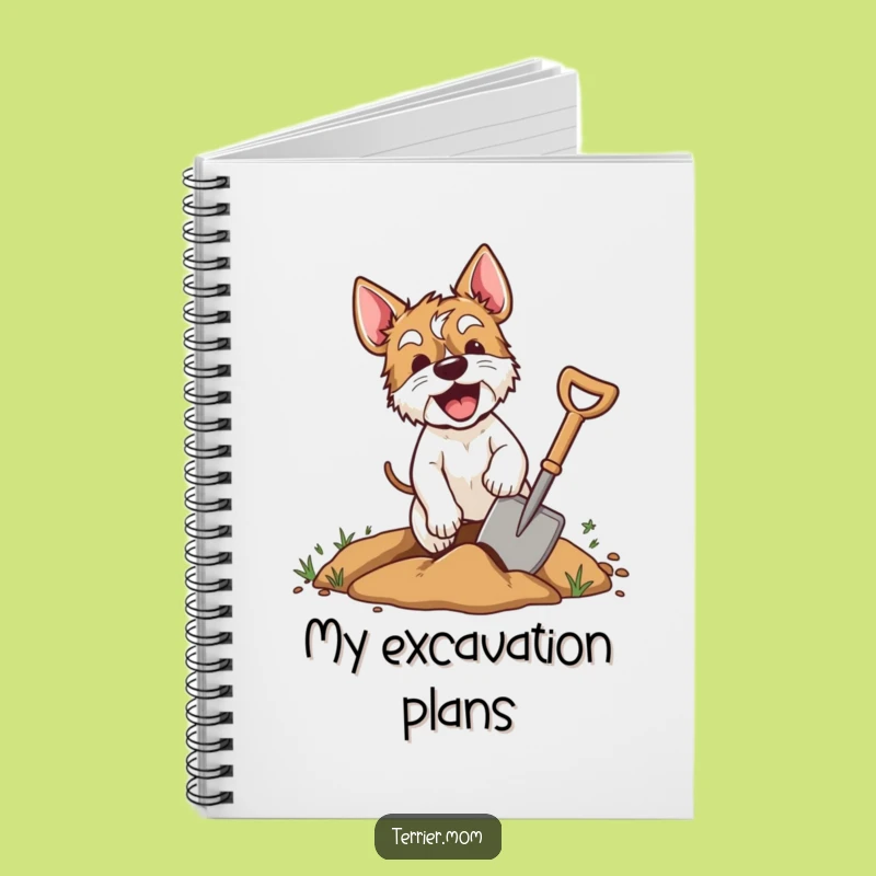 Funny Digging Terrier Notebook - Excited Dog Shovel Journal Gift