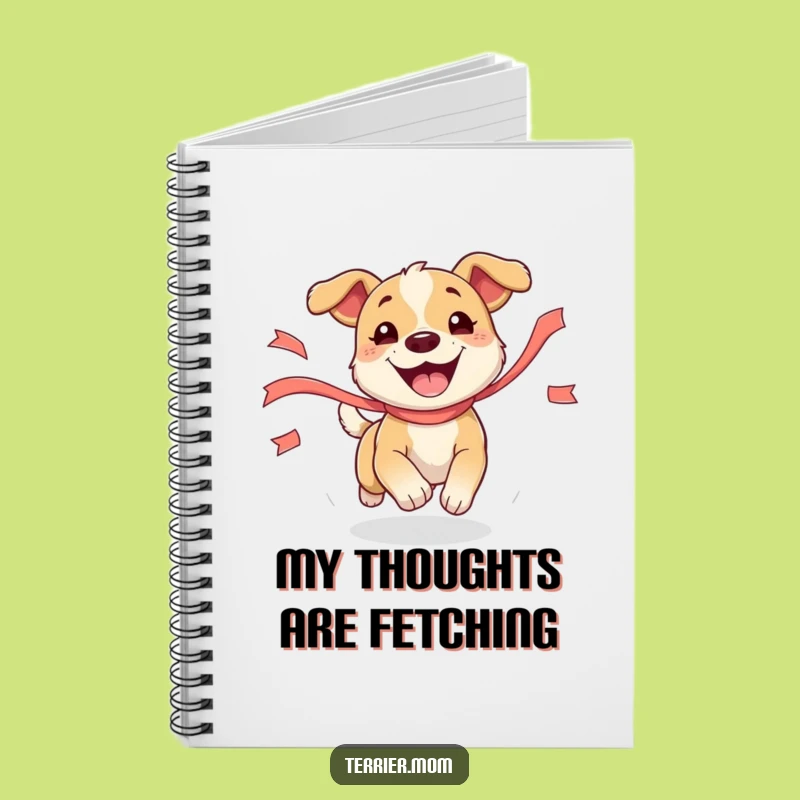 Funny Dog Notebook: Jot Down Ideas with a Pup Chasing Ribbon
