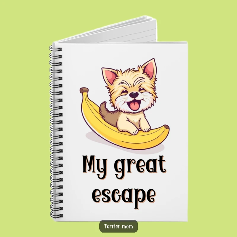 Funny Giggling Terrier Dog Banana Peel Slide Notebook - Jot Down Laughs!