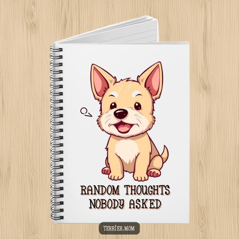 Funny terrier notebook with a dog barking from a speech bubble, perfect for jotting notes with a touch of humor and canine charm, a funny gift.