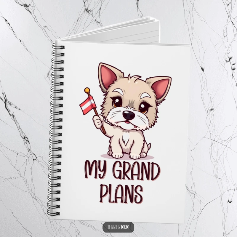 Funny Terrier notebook, proud dog, flag waving, patriotic pet, humorous stationery, pet journal, great funny gift.