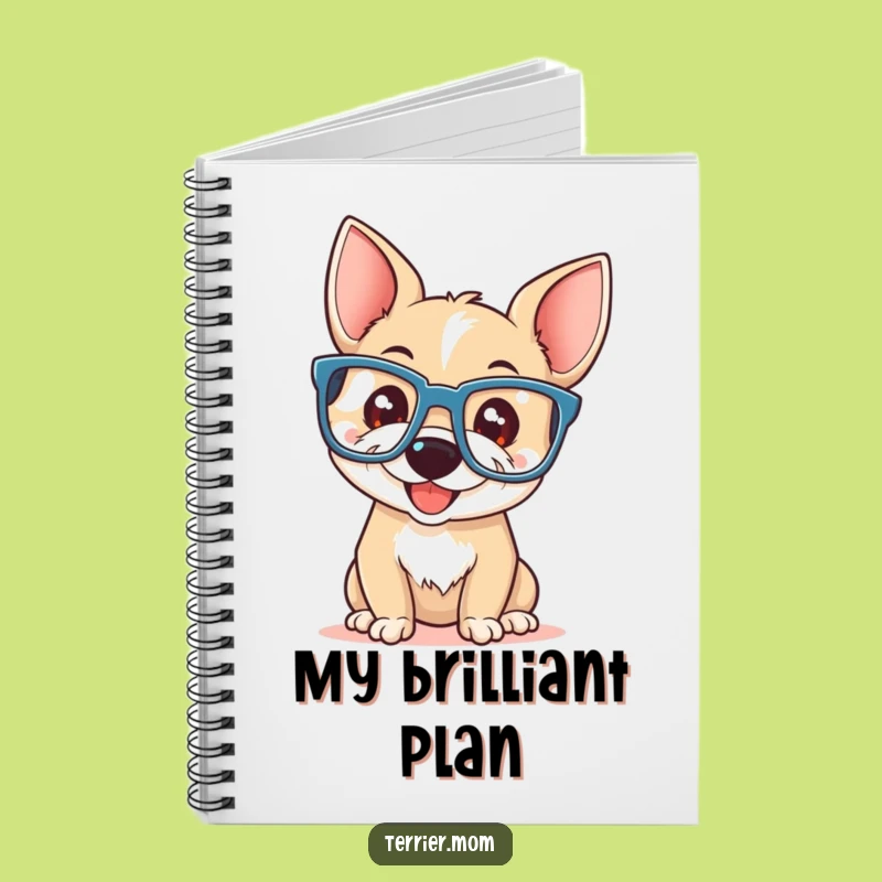 Funny Terrier Glasses Journal: Smart Dog Notebook, Study Gift