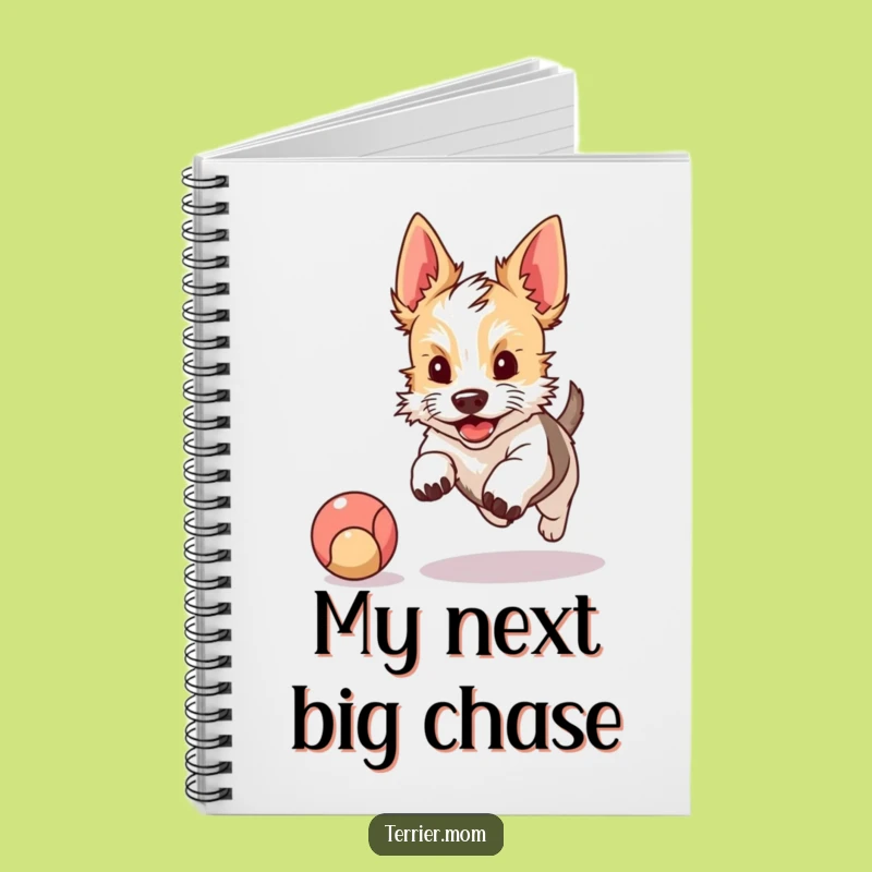 Funny Terrier Notebook: Kawaii Dog Chasing Ball, Playful Journal Gift