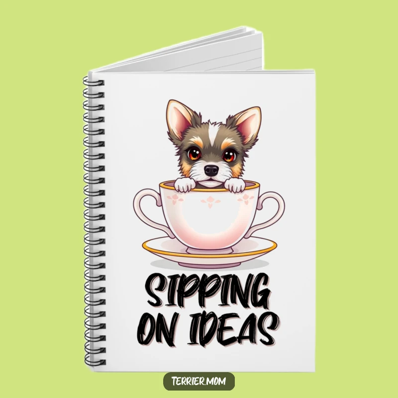 Funny Terrier Teacup Journal: Peeking Dog Notebook, Creative Gift