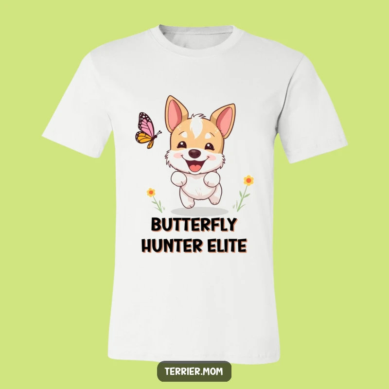 Funny Terrier Butterfly T-Shirt: Excited Dog's Chase, Hilarious Pet Gift Tee