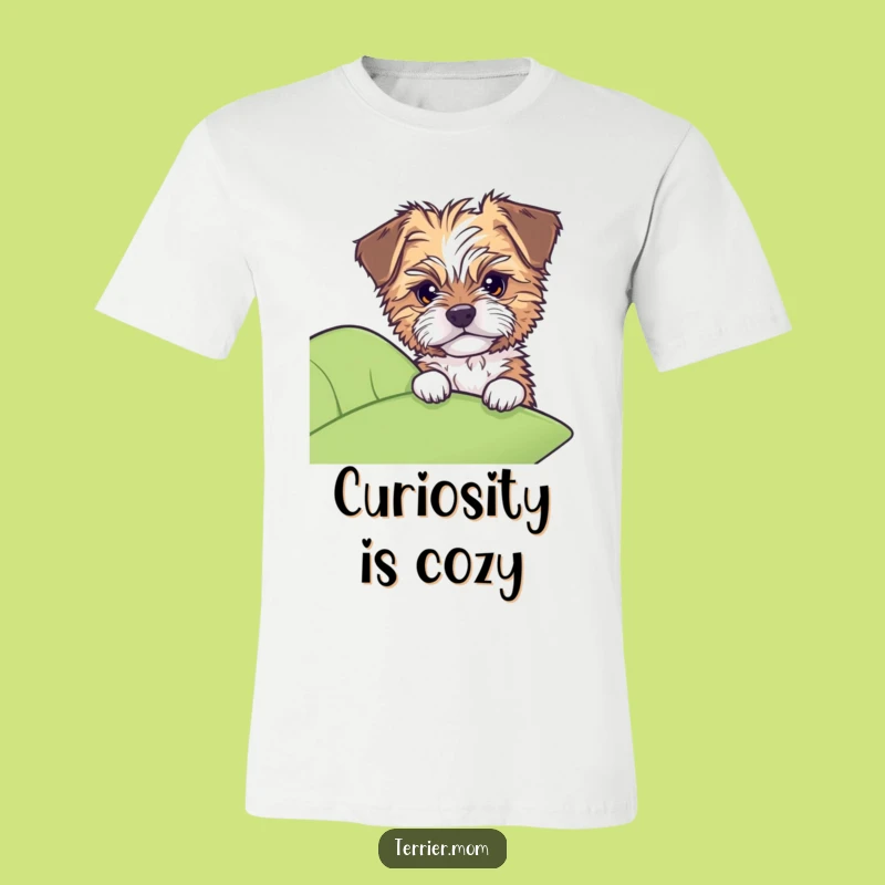 Funny Dog T-Shirt: Tousled pup peeks from leaf, curious and cute, hilarious gift.