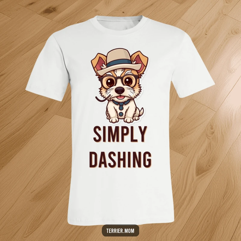 Funny dapper terrier T-shirt depicting a stylish dog wearing a monocle and a top hat.