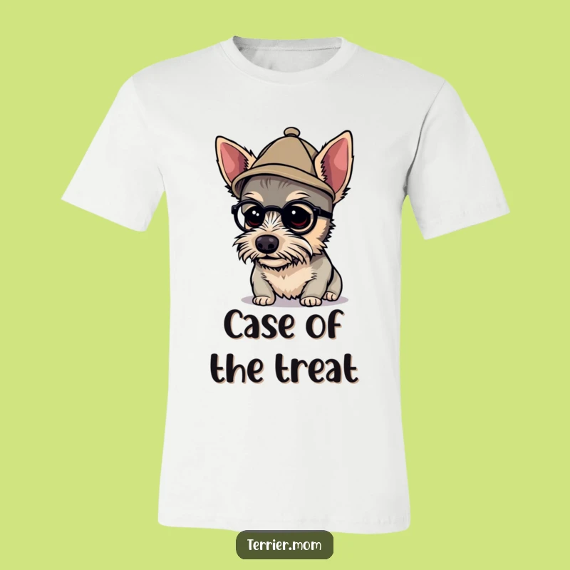 Funny Detective Terrier T-Shirt - Tiny Hat Sleuth Dog Tee Gift