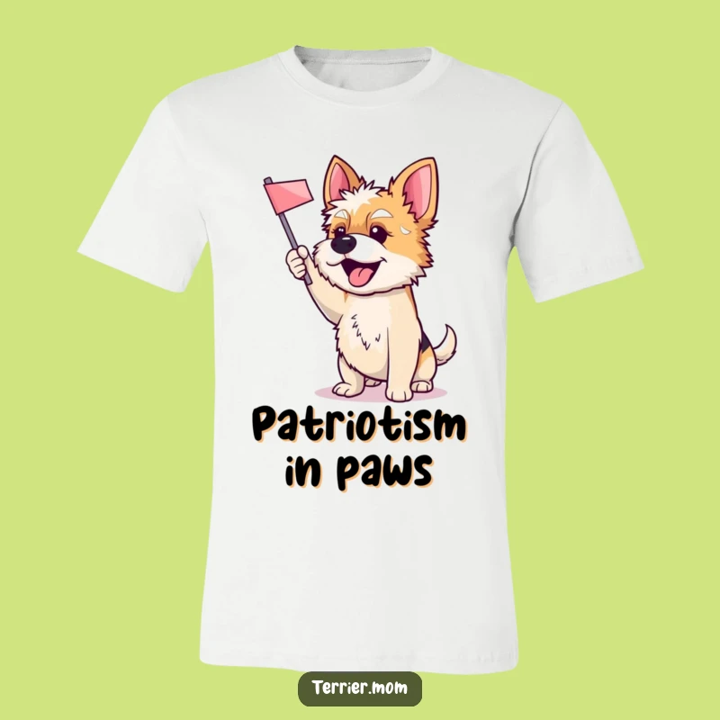 Funny Enthusiastic Terrier Dog T-Shirt: Waving Flag Tee For Happy Pups