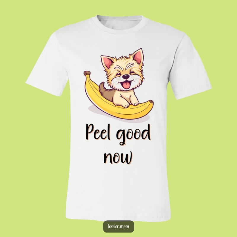 Funny Giggling Terrier Dog Banana Peel Slide T-Shirt - Comical Pet Tee