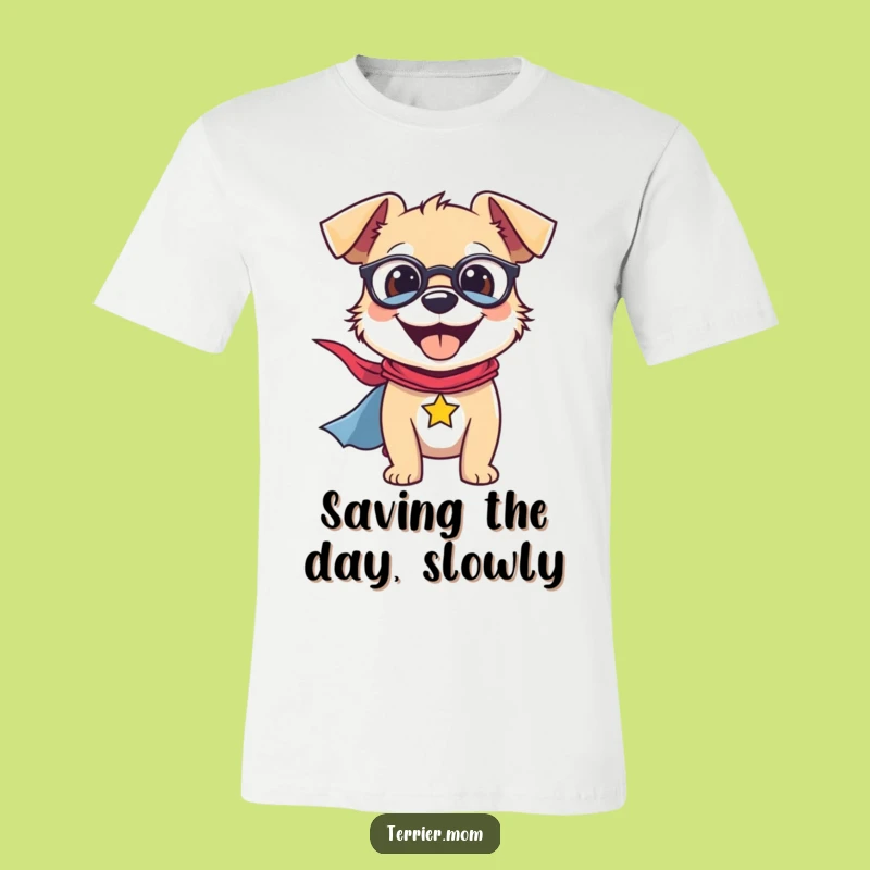 Funny Terrier T-Shirt: Smiling Superhero, Bold Dog Lover Apparel