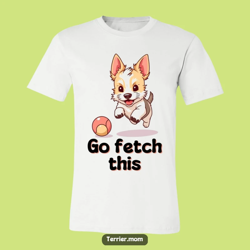 Funny Terrier T-Shirt: Kawaii Dog Chasing Ball, Active Wear Tee