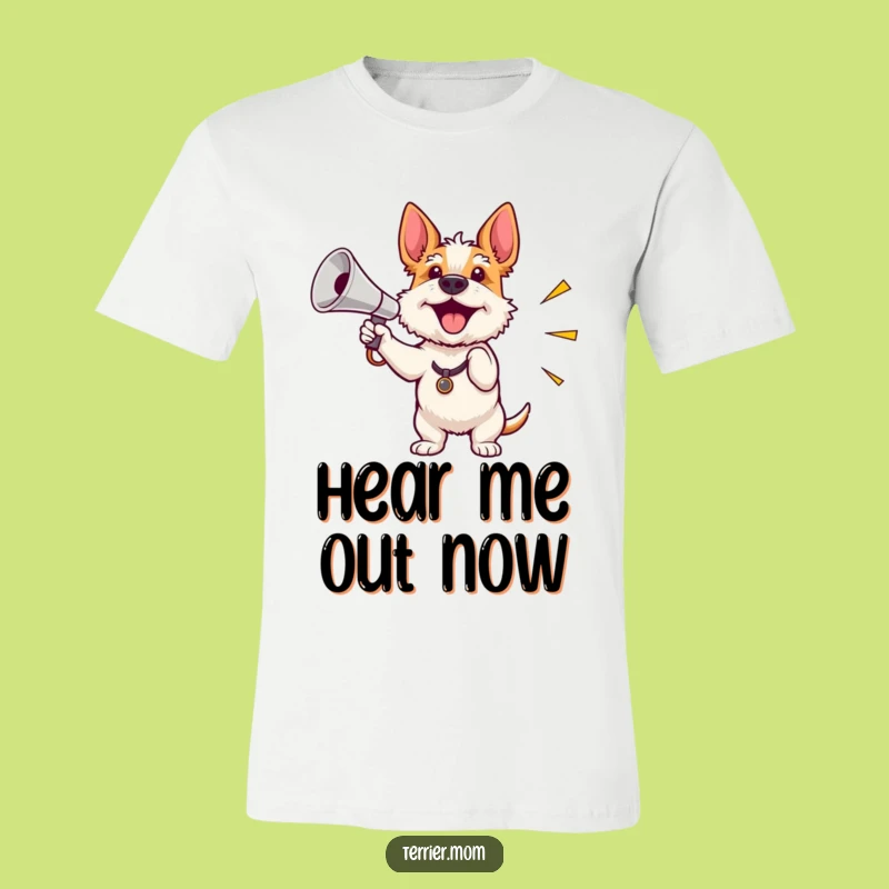 Funny Terrier Megaphone Tee: Express Your Enthusiastic Rallying Cry