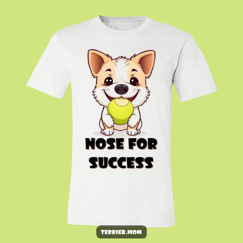 Funny Grinning Terrier Tennis Ball T-Shirt: Hilarious Dog Joy Gift!