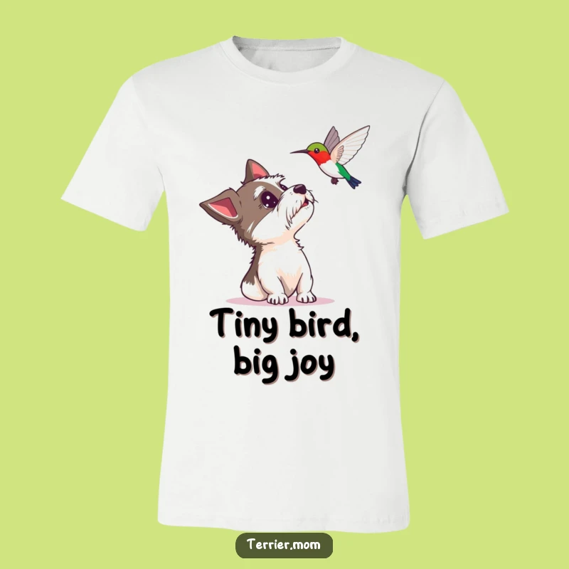 Funny Terrier & Hummingbird Tee: Express Your Delightful Surprise with Humor