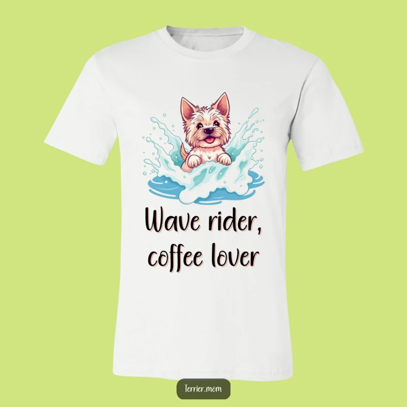 Funny Terrier Wave Splash T-Shirt - Energetic Beach Dog Tee Gift