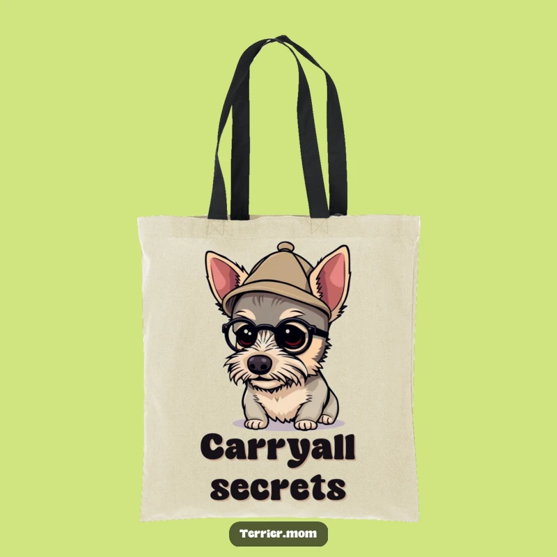Funny Detective Terrier Tote Bag - Tiny Hat Sleuth Carry-All Gift