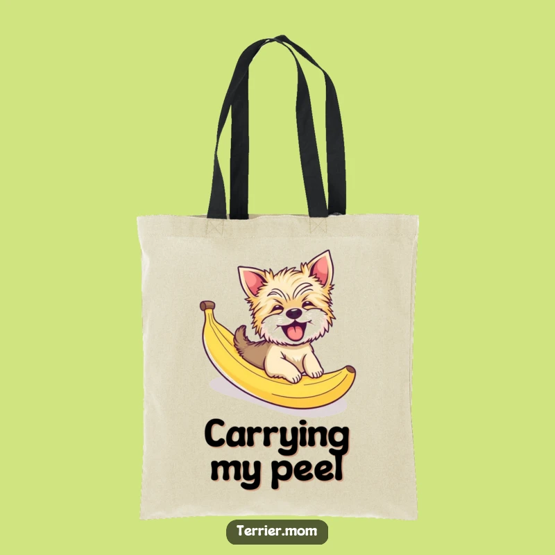 Funny Giggling Terrier Dog Banana Peel Slide Tote Bag - Whimsical Carryall
