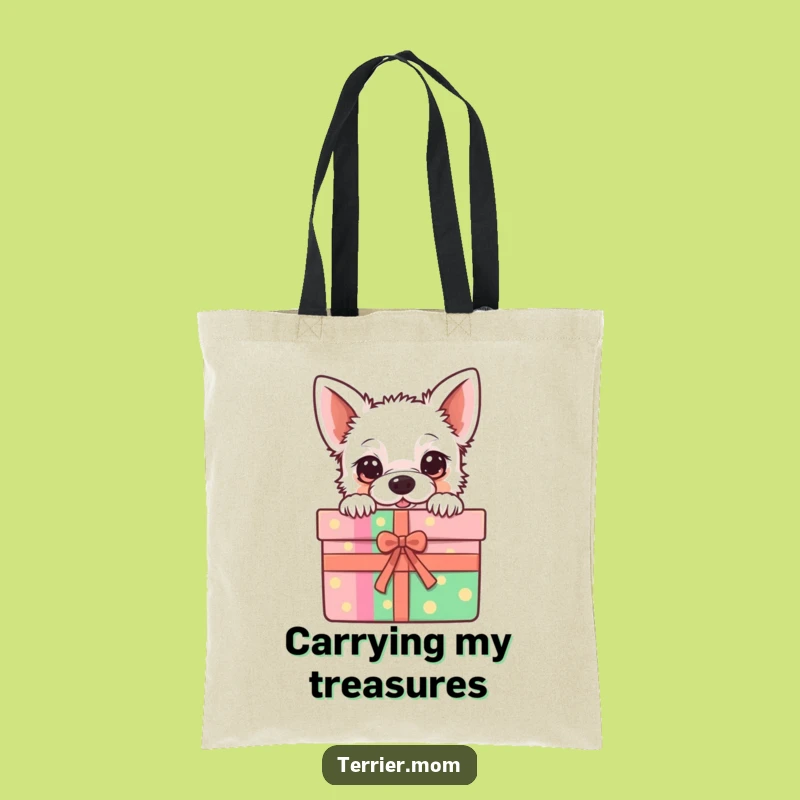 Funny Kawaii Terrier Tote Bag: Gift Box Buddy, Practical Dog Lover Gift