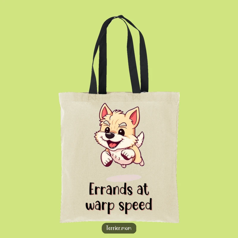 Funny Energetic Terrier Dog Tote Bag: Speedy Pup, Chic Funny Gift for Shoppers