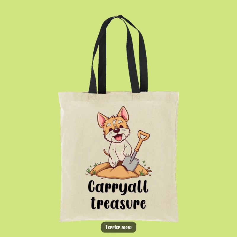 Funny Digging Terrier Tote Bag - Energetic Dog Shovel Carry-All Gift