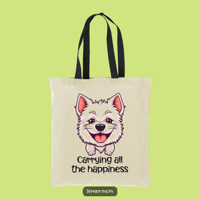 Funny Goofy Grin Terrier Tote Bag - Happy Dog Everyday Carry Gift