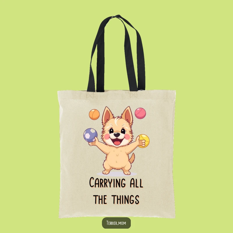 Funny Happy Terrier Dog Tote Bag: Juggling Act, Chic Funny Gift for Shoppers