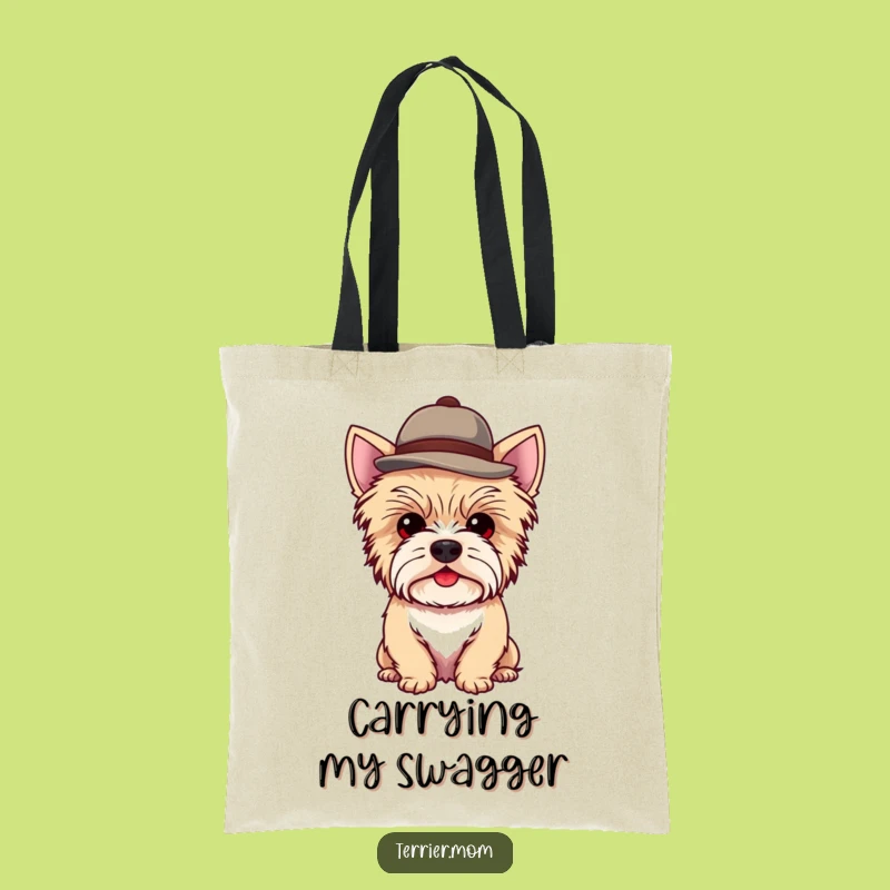 Funny Kawaii Terrier Dog Tote: Carry Your Style With a Jaunty Hat!