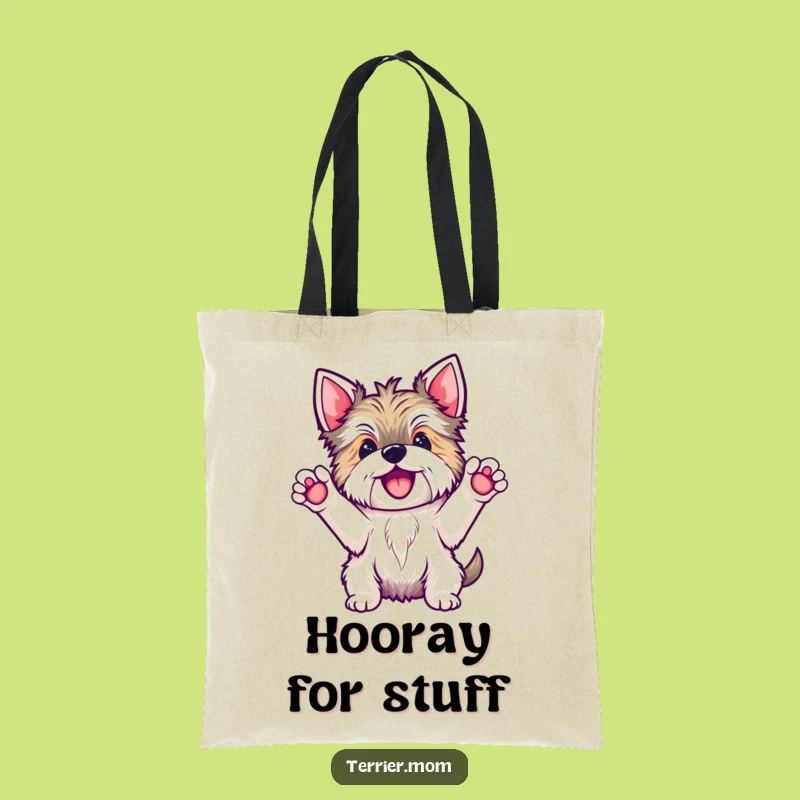 Funny Kawaii Terrier Hooray Tote Bag - Cheerful Dog Accessory