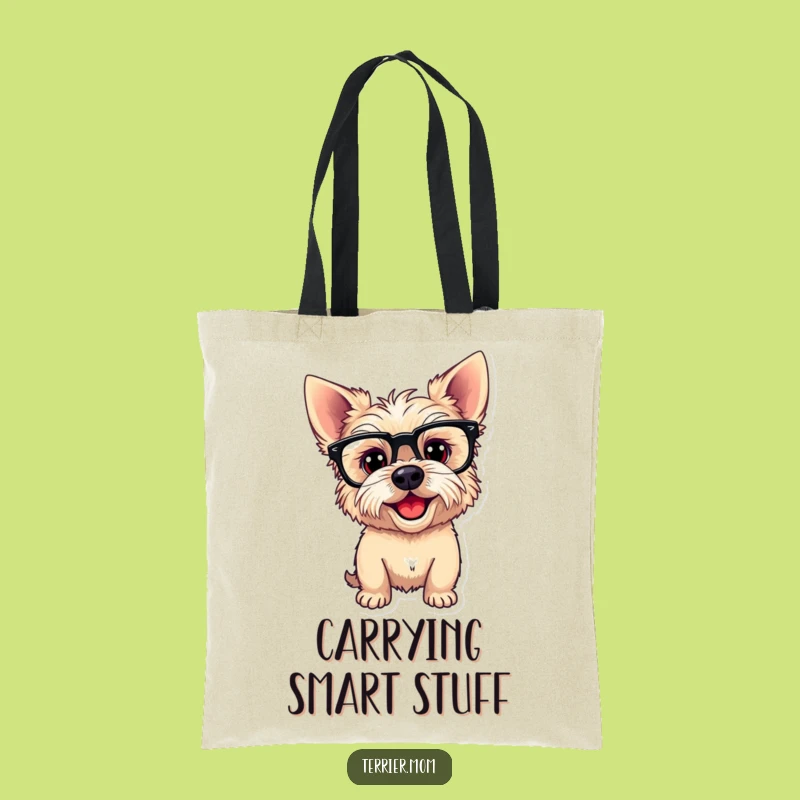 Funny Playful Terrier Dog Tote Bag: Smart Specs Pup, Chic Funny Gift for Shoppers