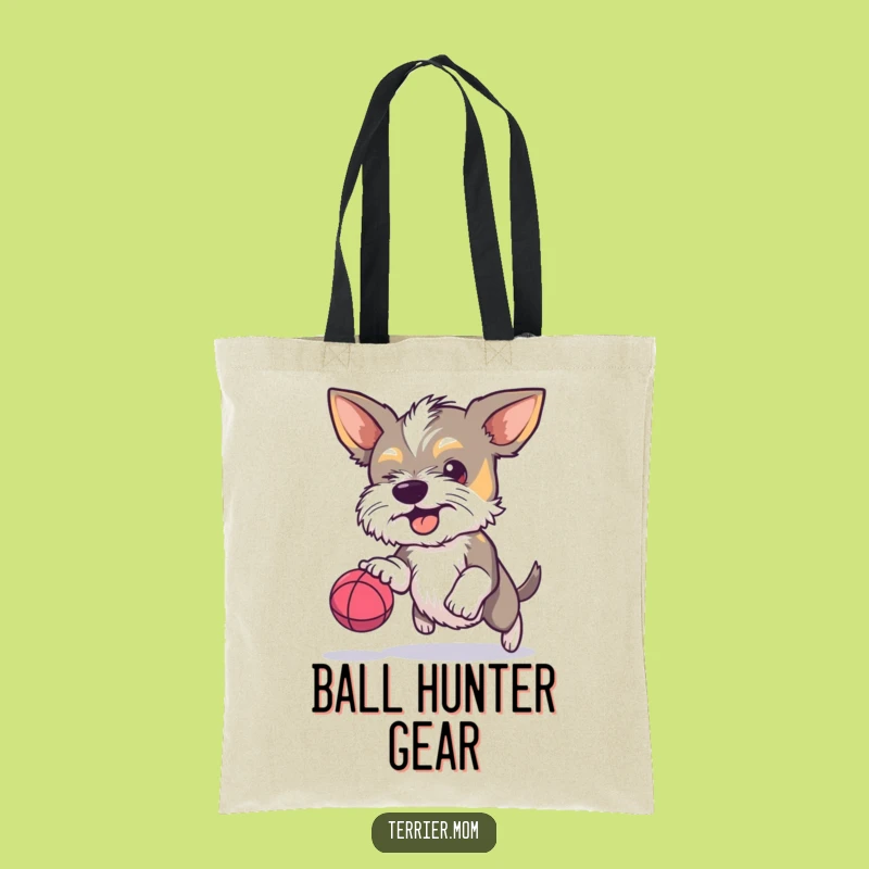 Funny Terrier Bouncy Ball Tote Bag: Playful Focus, Humorous Shopping Gift