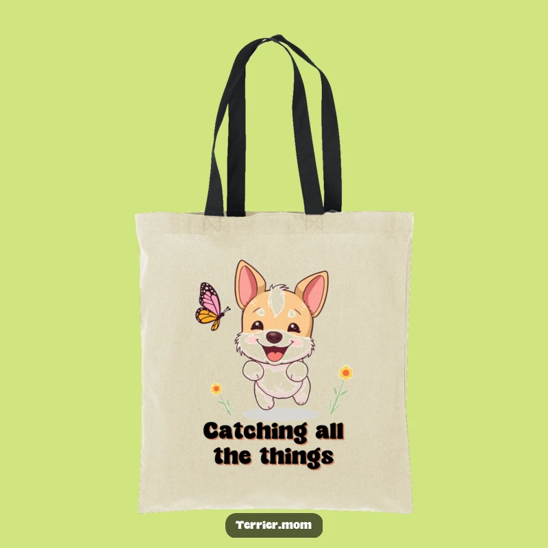 Funny Terrier Butterfly Tote Bag: Carry Your Day with a Happy Dog, Great Gift